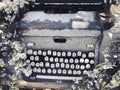 View of an antique manual Underwood typewriter on sepia Royalty Free Stock Photo