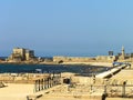 View of the antique port of the ancient city of Caesarea, Israel