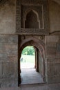 The view of antique type window from the old Indian fort