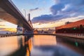 View of Aomori Bridge at sunrise scene, Aomori Bay, Tohoku,