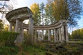 View of Apollo`s colonnade on the October evening. Pavlovsk palace Park Royalty Free Stock Photo