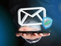 Approved and verified Email symbol displayed on a futuristic int