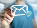 Approved and verified Email symbol displayed on a futuristic int