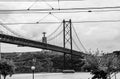 View of 25 April Bridge on River Tagus