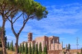 Urban view of Rome, Italy: the Temple of Venus and Roma on Velian Hill.