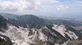 View of the Apuan Alps with white marble quarry