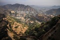 View of the Aravalli Hills, Amer, and the Amer Fort from Nahargarh Fort, Jaipur, Rajasthan, India Royalty Free Stock Photo