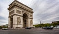 View of the Arc de Triomphe with the Eiffel Tower in the background from the Champs Elysees in Paris Royalty Free Stock Photo