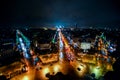 view from Arc de triomphe at night,Photo image a Beautiful panoramic view of Paris Metropolitan City Royalty Free Stock Photo