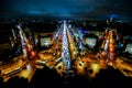 view from Arc de triomphe at night,Photo image a Beautiful panoramic view of Paris Metropolitan City Royalty Free Stock Photo