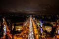 view from Arc de triomphe at night,Photo image a Beautiful panoramic view of Paris Metropolitan City Royalty Free Stock Photo