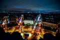 view from Arc de triomphe at night,Photo image a Beautiful panoramic view of Paris Metropolitan City Royalty Free Stock Photo