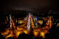 view from Arc de triomphe at night,Photo image a Beautiful panoramic view of Paris Metropolitan City Royalty Free Stock Photo