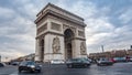 View of the Arc de triomphe in Paris, France