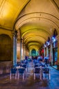 View of an arcade at the Placa Reial in Barcelona, Spain....IMAGE Royalty Free Stock Photo