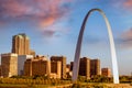 View of the Arch and Cityscape of St. Louis Missouri Royalty Free Stock Photo