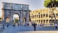 View of the Arch of Constantine and the Colosseum from Via dei Fori Imperiali
