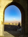 View through arch in ruins of Afghan king's mausoleum