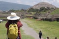 Panoramic view of the Teotihuacan pyramids in San Juan Teotihuacan in Mexico