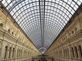 A view of the arched glass roof inside the GUM department store