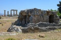 View at the archeolgical site of ancient Corinth in Greece Royalty Free Stock Photo