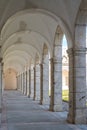 View of the arches in the cloister at Certosa di San Giacomo, also known as the Carthusian Monastery, on island of Capri, Italy.