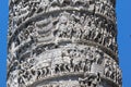 Architectural detail from ancient Marcus Aurelius Column in front of Palazzo Chigi in city of Rome, Italy Royalty Free Stock Photo