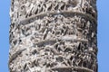 Architectural detail from ancient Marcus Aurelius Column in front of Palazzo Chigi in city of Rome, Italy Royalty Free Stock Photo