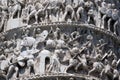 Architectural detail from ancient Marcus Aurelius Column in front of Palazzo Chigi in city of Rome, Italy Royalty Free Stock Photo