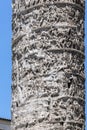 Architectural detail from ancient Marcus Aurelius Column in front of Palazzo Chigi in city of Rome, Italy Royalty Free Stock Photo