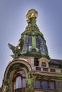 View of architectural details of famous Singer House Building in St. Petersburg