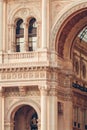 View of architectural details on the Galleria Vittorio Emanuele II Royalty Free Stock Photo