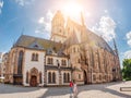 View of Architecture and Facade of St. Thomas Church Thomaskirche in Leipzig. Travel tourist and religious destination Royalty Free Stock Photo