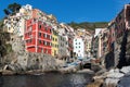 View on architecture of Riomaggiore town. Riomaggiore is one of the most popular town in Cinque Terre National park, Italy Royalty Free Stock Photo