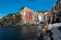 View of the architecture of Riomaggiore town. Riomaggiore is one of the most popular town in Cinque Terre National park, Italy Royalty Free Stock Photo