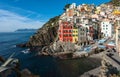 View of the architecture of Riomaggiore town. Riomaggiore is one of the most popular town in Cinque Terre National park, Italy Royalty Free Stock Photo