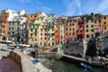 View on architecture of Riomaggiore town. Riomaggiore is one of the most popular town in Cinque Terre National park, Italy Royalty Free Stock Photo