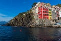 View of the architecture of Riomaggiore town. Riomaggiore is one of the most towns in Cinque Terre National park, Italy Royalty Free Stock Photo