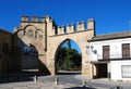 View of the Arco de Villalar with the Puerta de Jaen to the right in the Plaza de Populo, Baeza, Spain.