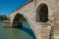 View of the arcs of the Pont d`Avignon bridge in Avignon. Royalty Free Stock Photo