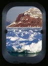 View of the Arctic through a ships porthole Royalty Free Stock Photo