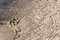 View of the arena and stands of the antique amphitheater in the ruins of Myra Demre, Turkey Royalty Free Stock Photo