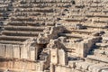 View of the arena and stands of the antique amphitheater in the ruins of Myra Demre, Turkey Royalty Free Stock Photo