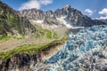 View on Argentiere glacier. Hiking to Argentiere glacier with th