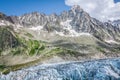 View on Argentiere glacier. Hiking to Argentiere glacier with th