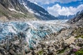 View on Argentiere glacier. Hiking to Argentiere glacier with th