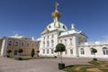 View of the Armorial housing of Grand Palace from the Upper Garden in Peterhof.