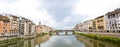 View at Arno river and Ponte Santa Trinita StTrinity bridge on Florence cityscape, Italy Royalty Free Stock Photo