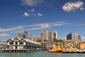 View from the arriving ferry on the Barangaroo and Dawes Piont districts in Sydney, Australia