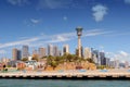 View from the arriving ferry on the Barangaroo and Dawes Piont districts in Sydney, Australia